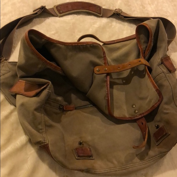 J Crew messenger canvas bag w leather details - Picture 2 of 14